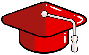 Illustration d'un chapeau de diplômé rouge