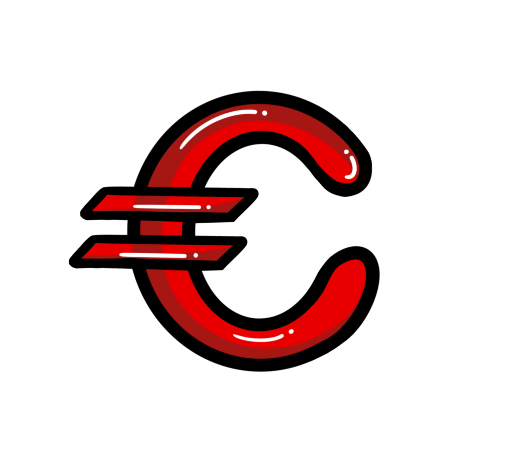 Illustration du symbole euro en rouge